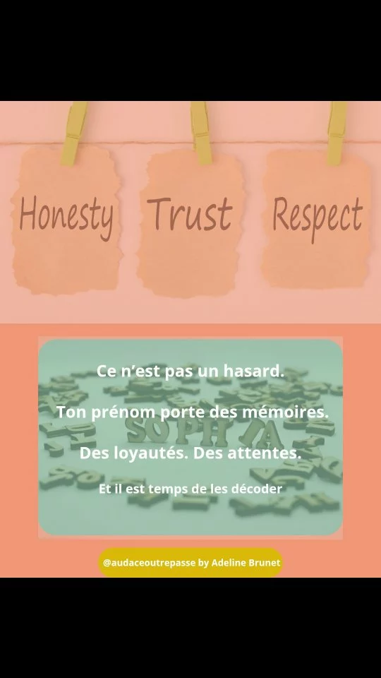 Et si ton prénom n’était pas qu’un mot… mais une mémoire ?

On croit qu’un prénom, c’est juste une étiquette.
Mais parfois, c’est un héritage.
Un poids.
Une fidélité qu’on n’a jamais remise en question.

👉 Dans ce carrousel, je te partage quelques clés pour commencer à décoder ce que ton prénom dit de toi.
Et pourquoi il est temps de reprendre ta place.

🌿 Un atelier arrive très bientôt…
Pour comprendre les loyautés invisibles qui t’empêchent d’être pleinement toi.

📩 Tu veux en savoir plus ?
Tape info en commentaire ou en MP